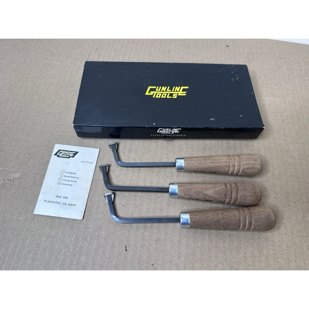 Vintage Gunline Tools Bottoming Tool Set Gunstock Checkering 3 Piece USA Made